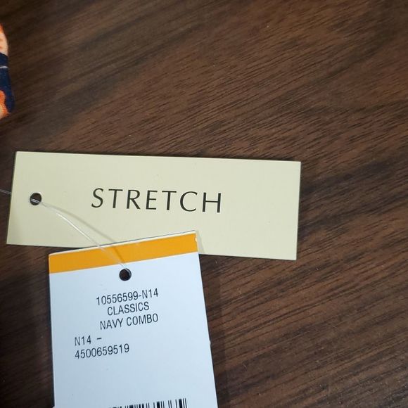 NEW NWT Jones New York Flamingo Cap Sleeve Classic Navy Combo Shirt Small Petite - Picture 6 of 8